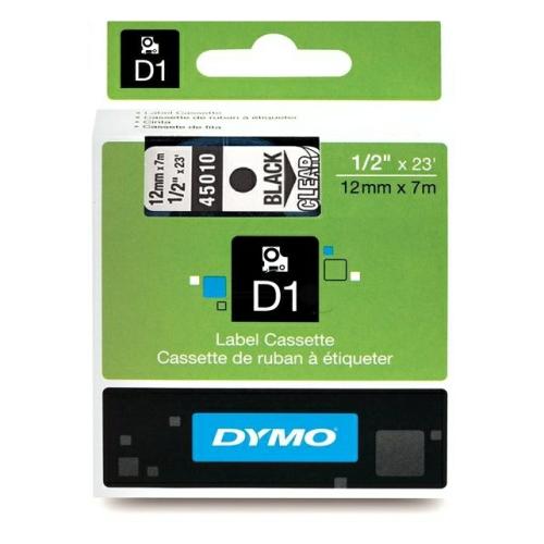 Dymo etiķetes melns uz caurspīdīgs (45010 / S0720500), 12mm, laminēts