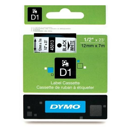 Dymo etiķetes melns uz balts (45013 / S0720530), 12mm, laminēts