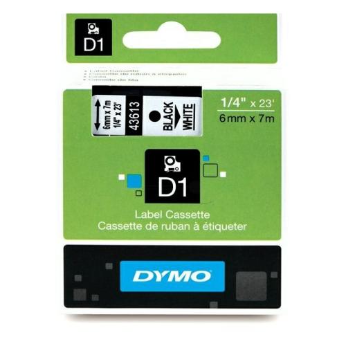 Dymo etiķetes melns uz balts (43613 / S0720780), 6mm, laminēts