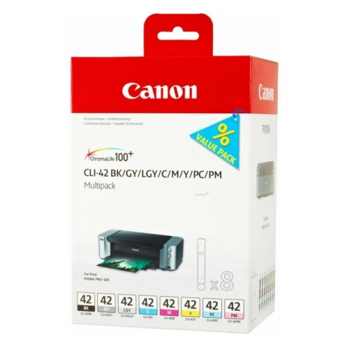 Canon drukas kasetne melns / zils / magenta / dzeltens / cianfotogrāfija / magenta fotogrāfija / pelēks / gaiši pelēks (6384B010 / CLI42) (multipack)