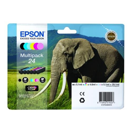 Epson drukas kasetne melns / zils / magenta / dzeltens / cianfotogrāfija / magenta fotogrāfija (C13T24284011 / 24) (multipack)