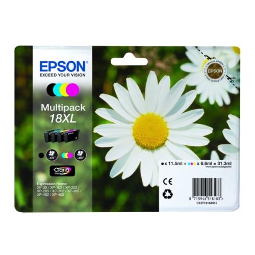 Epson drukas kasetne melns / zils / magenta / dzeltens (C13T18164012 / 18XL) (multipack, high capacity)