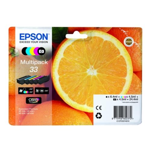 Epson drukas kasetne melns / melna fotogrāfija / zils / magenta / dzeltens (C13T33374011 / 33) (multipack)