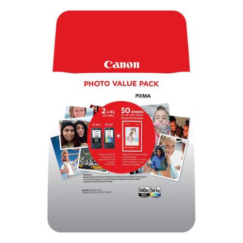 Canon tintes kasetne / fotopapīrs melns / krāsa (3712C008 / PG560XL+CL561XL) (Divkāršs iepakojums, multipack)