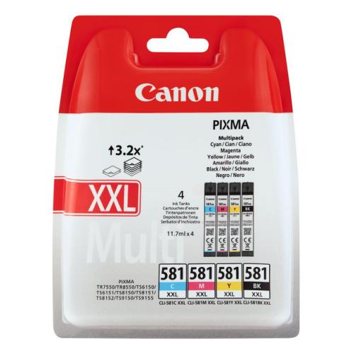 Canon drukas kasetne melns / zils / magenta / dzeltens (1998C007 / CLI581XXL) (multipack, high capacity)