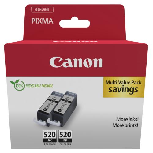 Canon drukas kasetne melns (2932B019 / PGI520PGBK) (Divkāršs iepakojums)